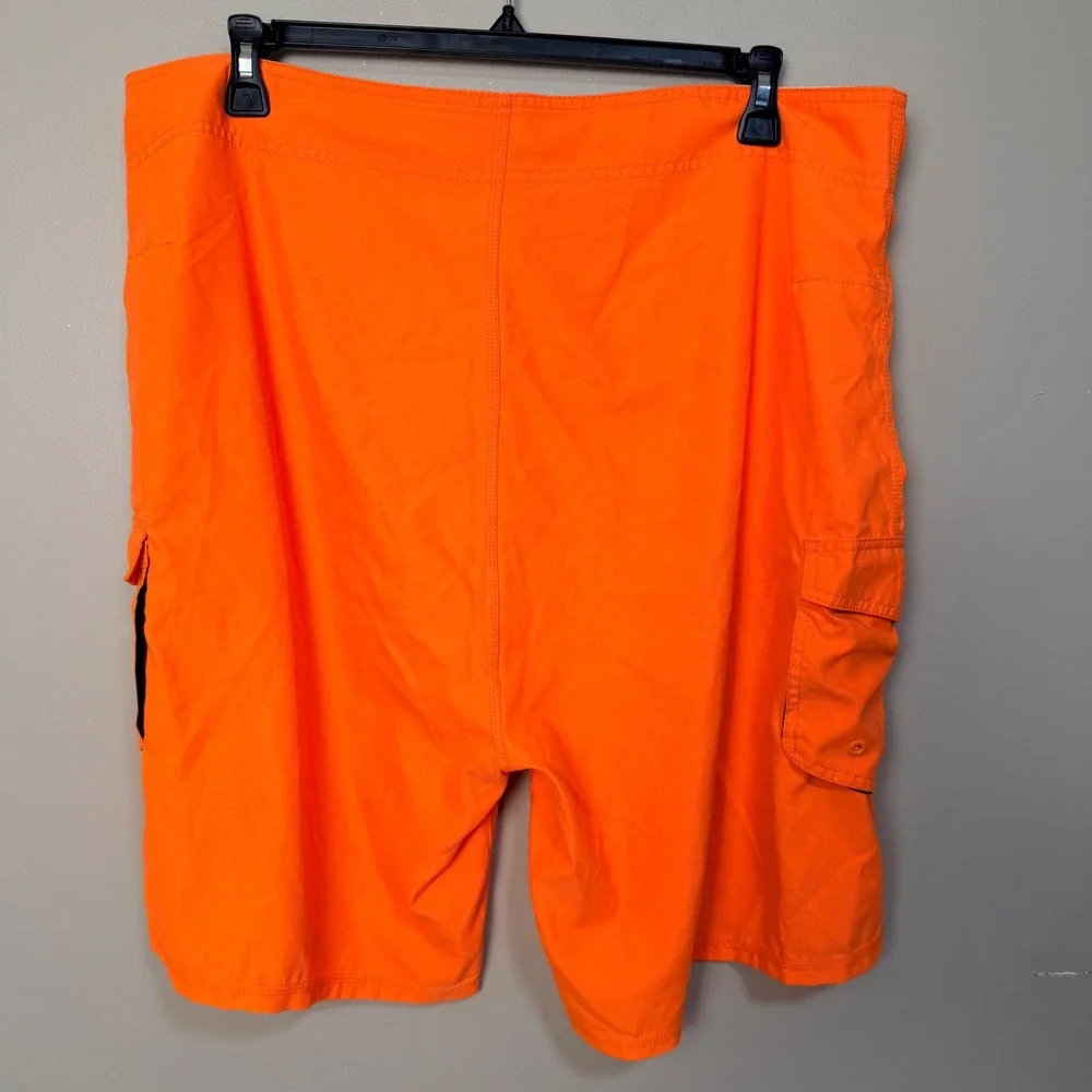Ron Jon Mens Board Shorts Size 40 Orange Unlined Cargo Swim Trunks